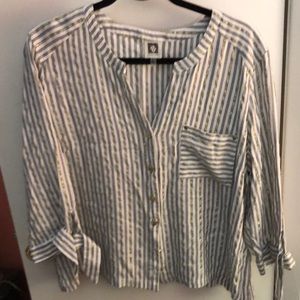 Anne Klein metallic striped button down